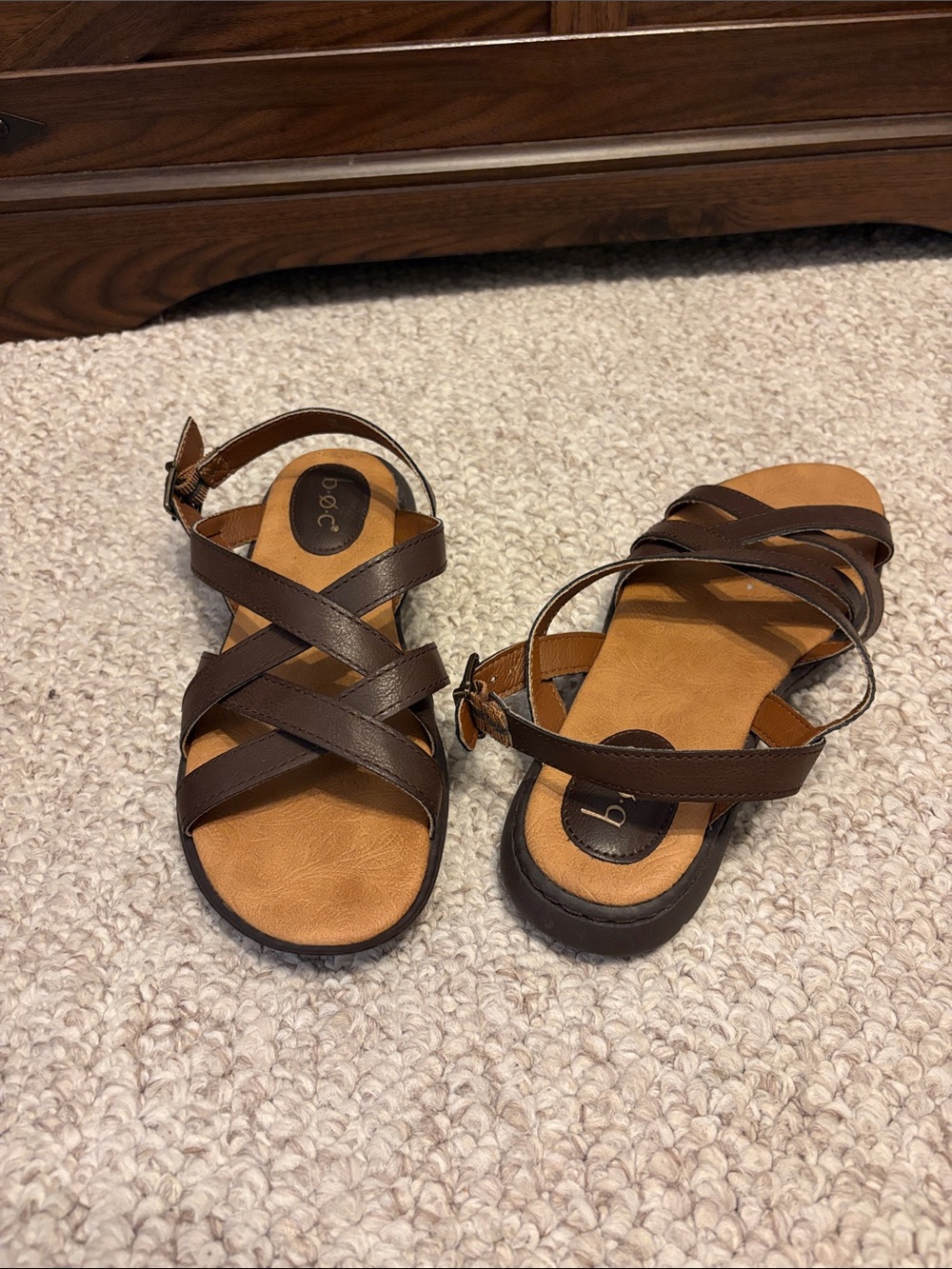 B.O.C. Brown Strappy Sandals. Size: 7M